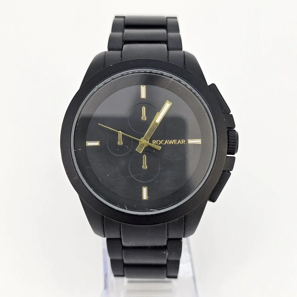 Rocawear Men's Watch 45MM Black Dial Black Bracelet Band 7